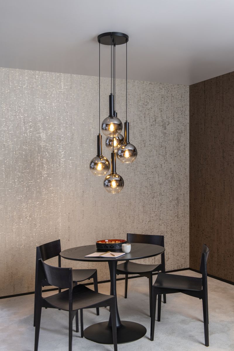 Lucide MARIUS - Závesné svietidlo - Ø 55 cm - 5xE27 - Čierna